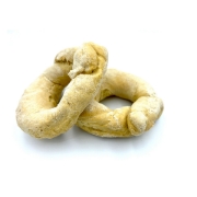 Close-up of authentic wood-fired traditional Cretan rusk with golden-brown crust