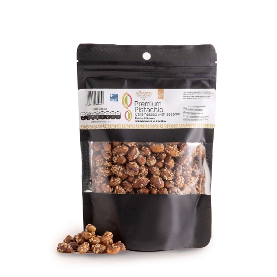 Artisanal Aegina Premium Caramelized Pistachios with Sesame – Gourmet Snack 150g