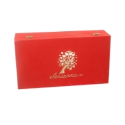 Elegant Wooden Red Gift Box with Gourmet Greek Products